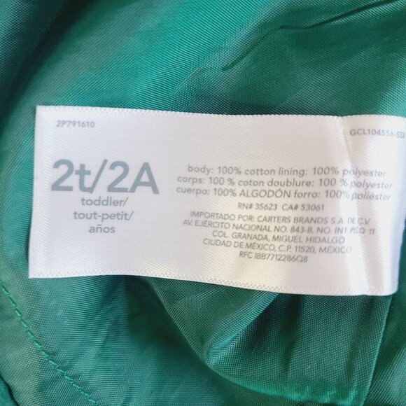 Carters Toddler Girls Floral Print Green Sleeveless A Line Dress 2T - Picture 7 of 9